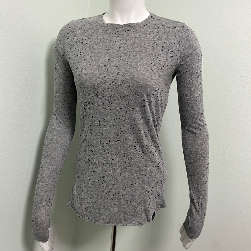 Koral gray long sleeve Swiss cheese shirt